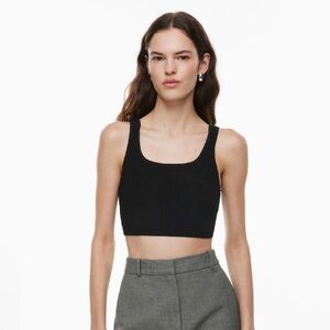 Babaton Black Ribbed Tank Top